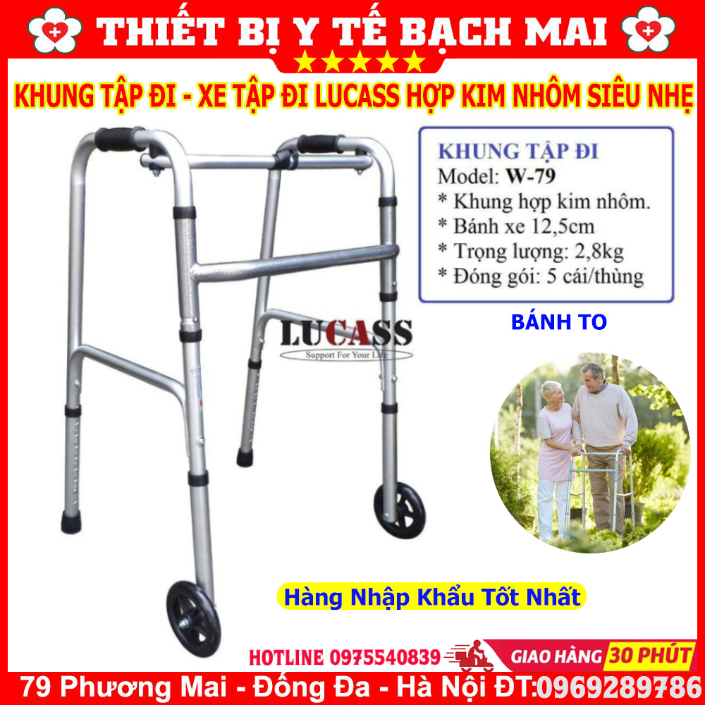 Khung tập đi lucass w79, w47 - xe tập đi người già hợp kim nhôm siêu nhẹ, hàng nhập khẩu