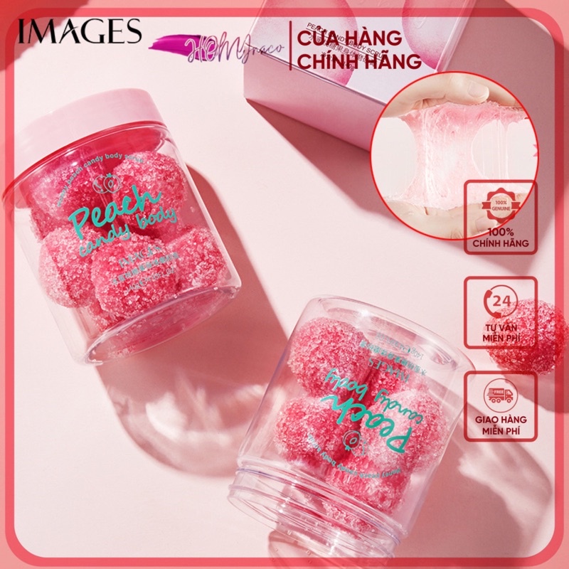 Bioaqua - Viên kẹo muối tắm quả đào Peach làm trắng da Nội địa sữa tắm dạng viên muối - Candy Body Peach