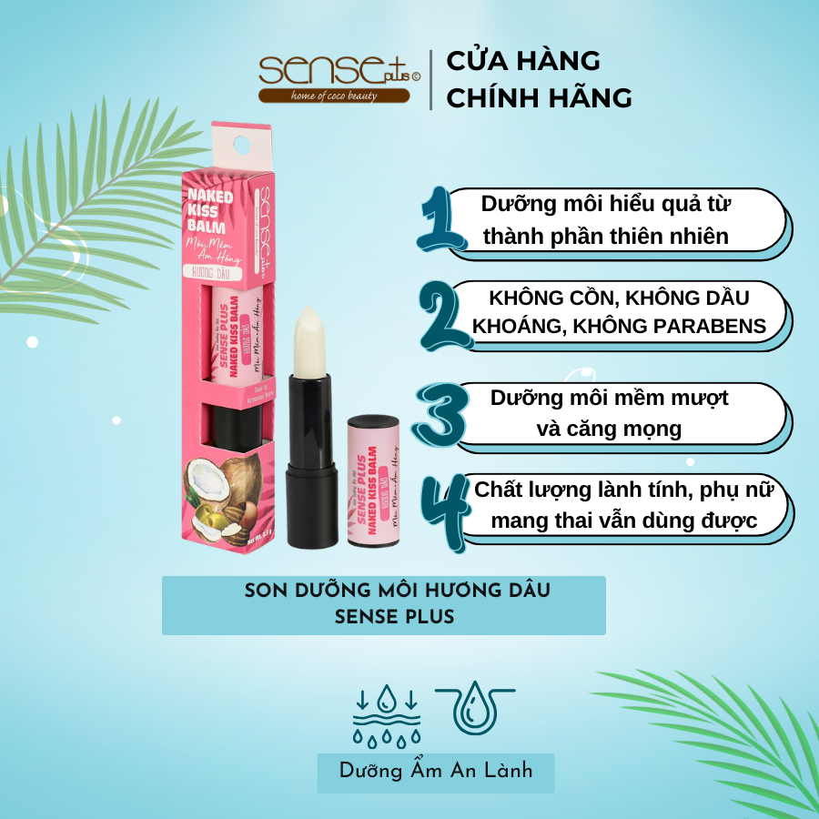 Son dưỡng môi tinh chất dừa hương dâu Sense Plus 3.5g