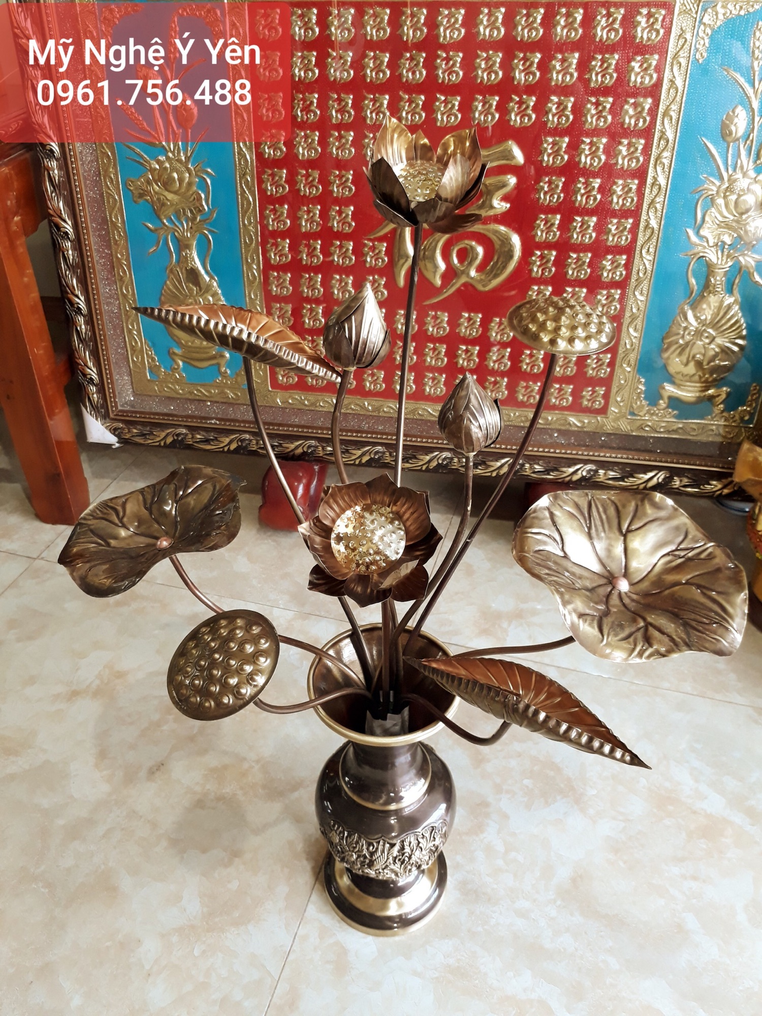 Bó hoa sen đồng giả cổ 10 cành kiểu