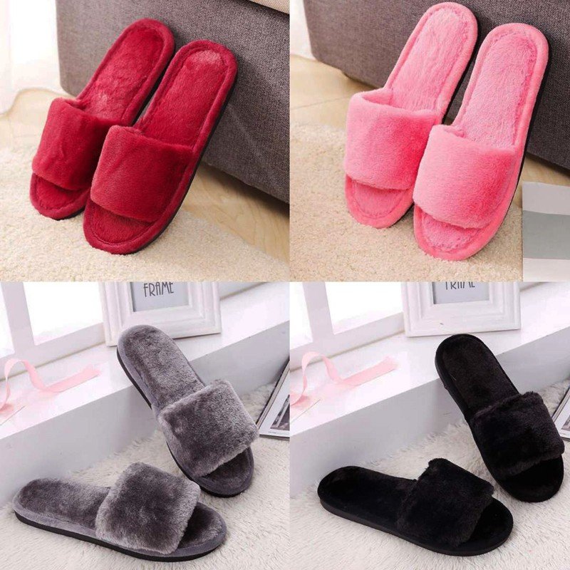 Dép lông đi trong nhà - màu đỏ size 36