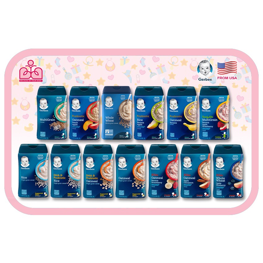 Bột ăn dặm Gerber cho bé từ 6 tháng tuổi đủ vị (Date mới)