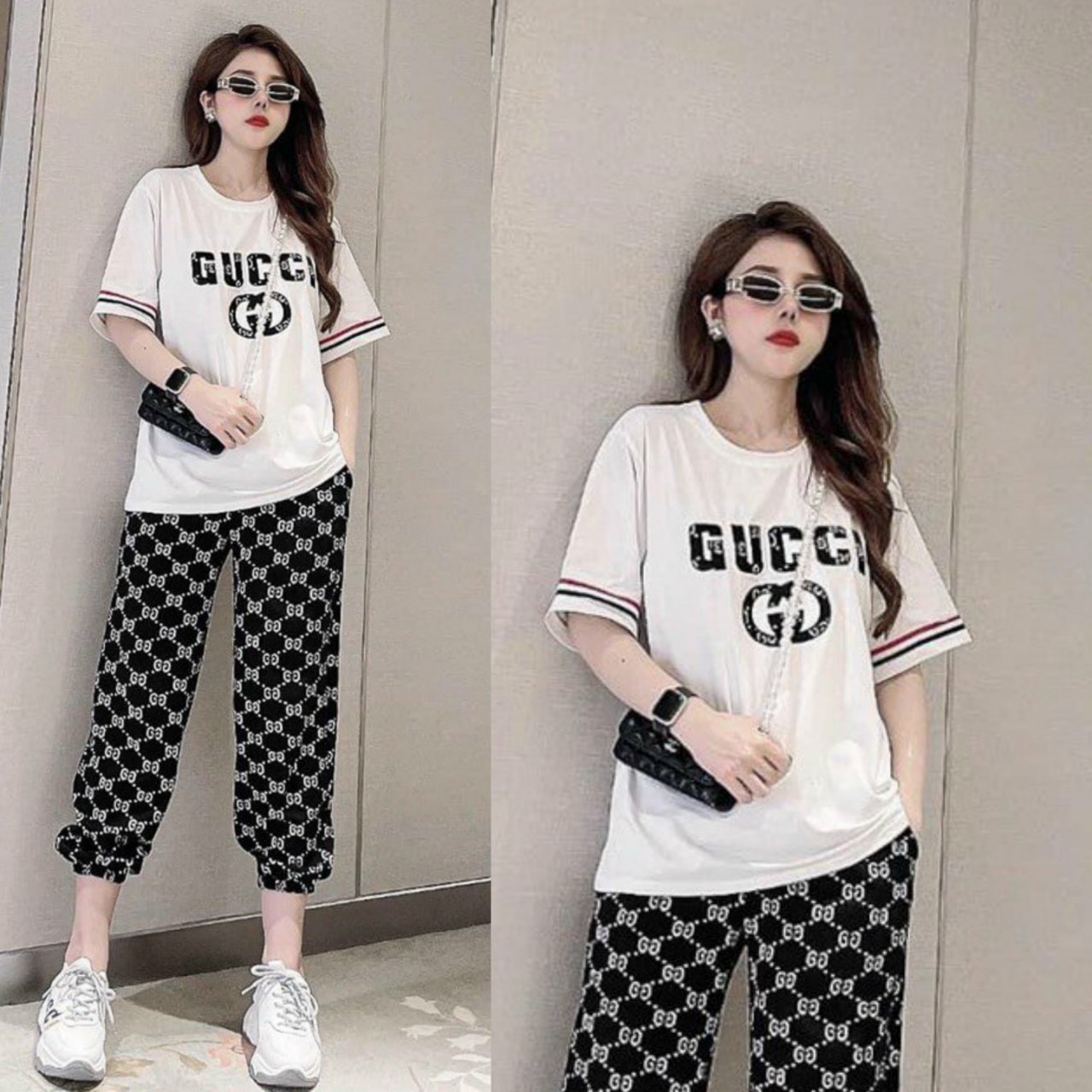 Đồ bộ thun form rộng họa tiết GC thời trang