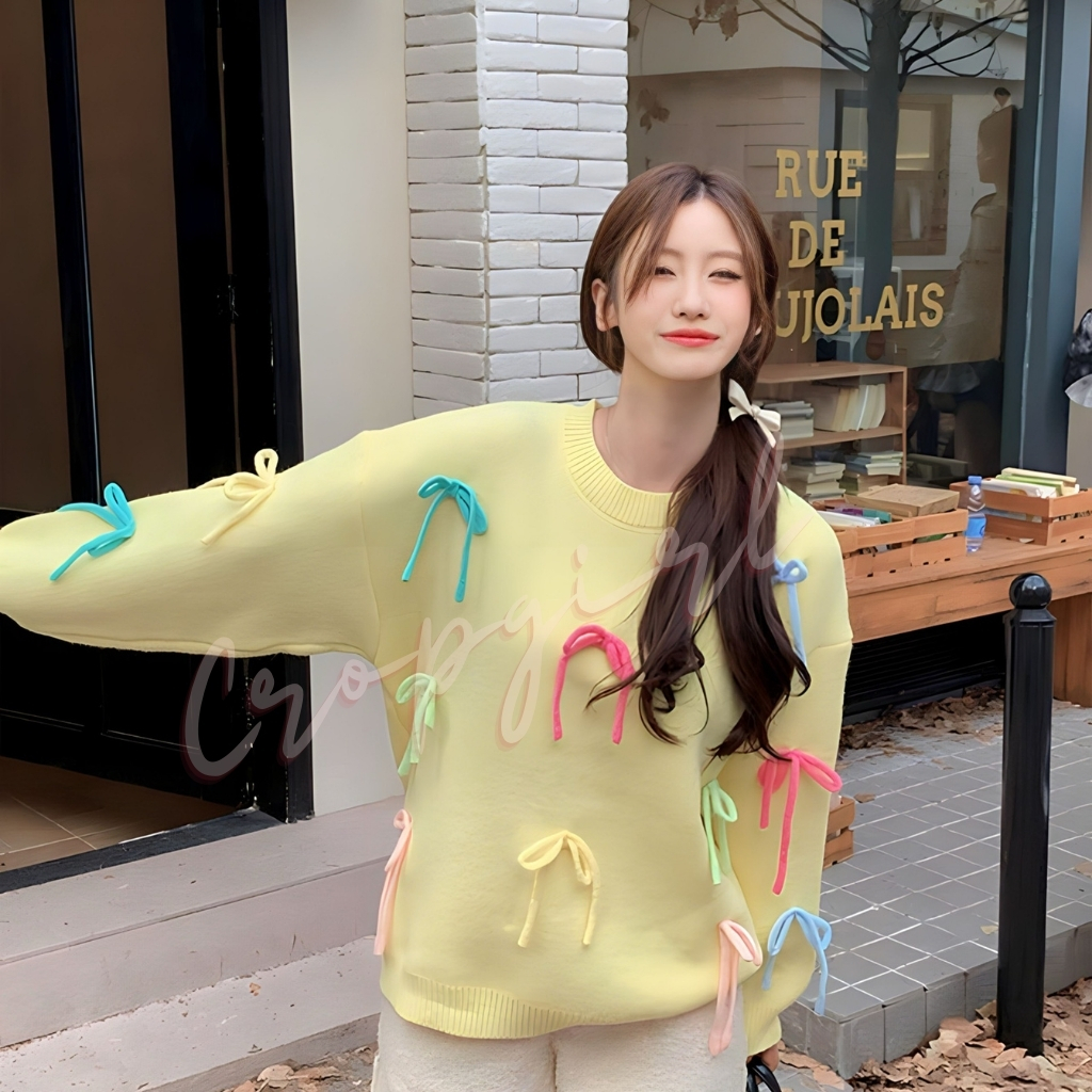 Áo len Quảng Châu đính nơ cute