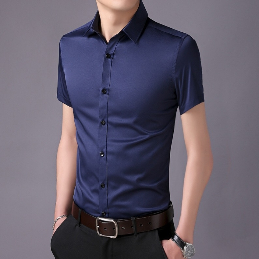 Áo sơ mi nam màu  trơn ngắn tay công sở lịch lãm SM01 thời trang PONIVALAZA cao cấp