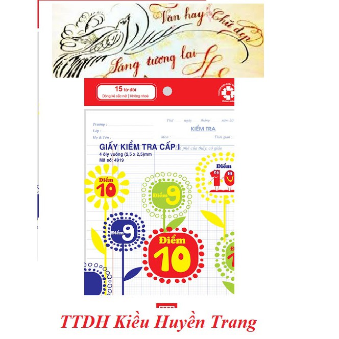 Giấy Kiểm Tra Cấp 1 Hồng Hà 4 Ô Ly