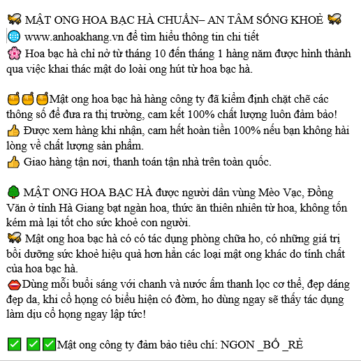 Mật Ong Hoa Bạc Hà 1000g