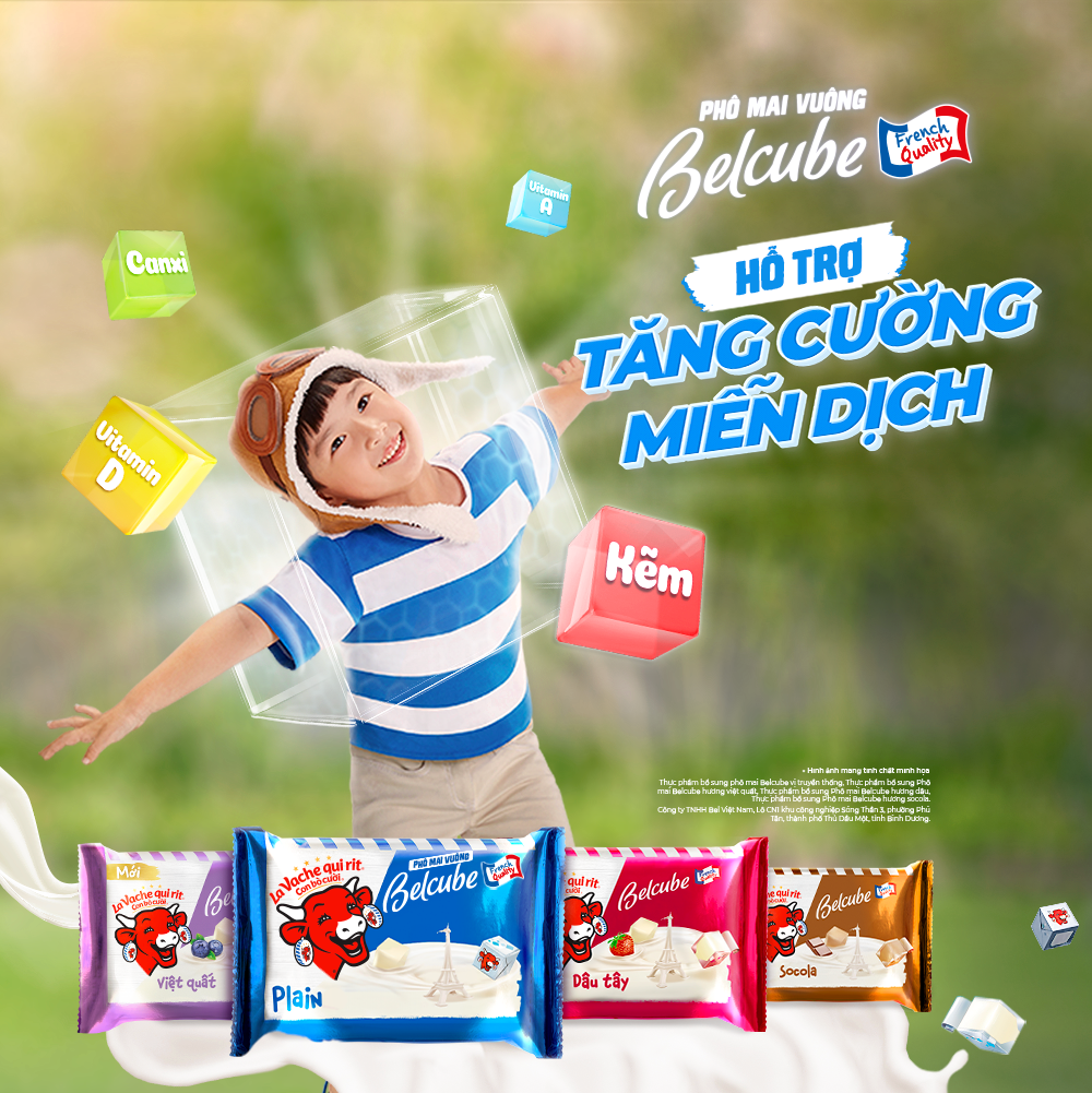 Combo 8 phô mai vuông Belcube vị sữa 24C 125Gx15