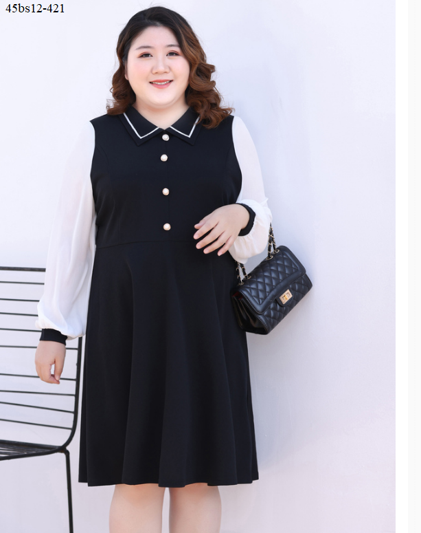Đầm suông thanh lịch phối màu sang trọng bigsize