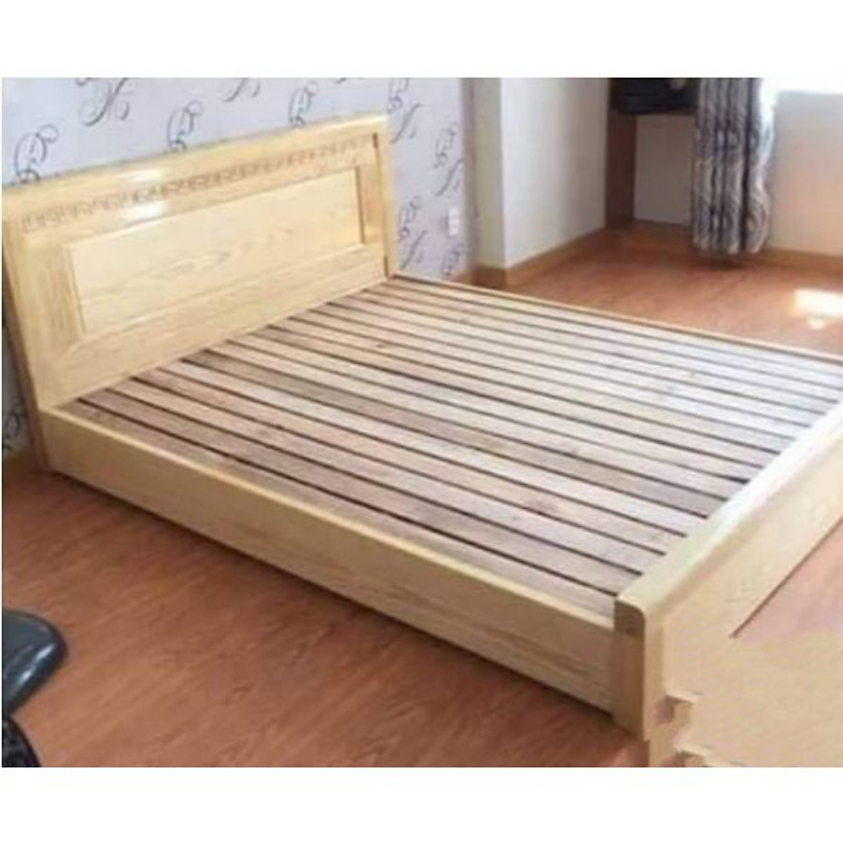 [Trả góp 0%] Giường Ngủ Bệt Gỗ Sồi Nga 1m6x2m Màu Tự Nhiên , GIƯỜNG GỖ CAO CẤP