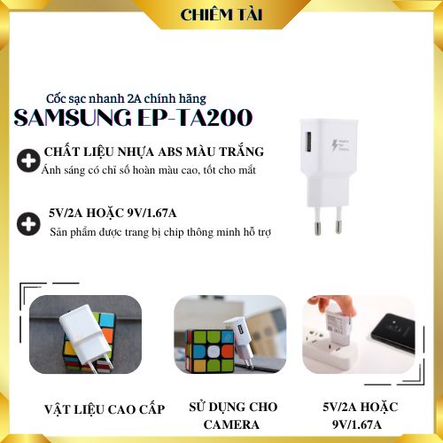Cốc sạc nhanh 2a chính hãng samsung ep-ta200