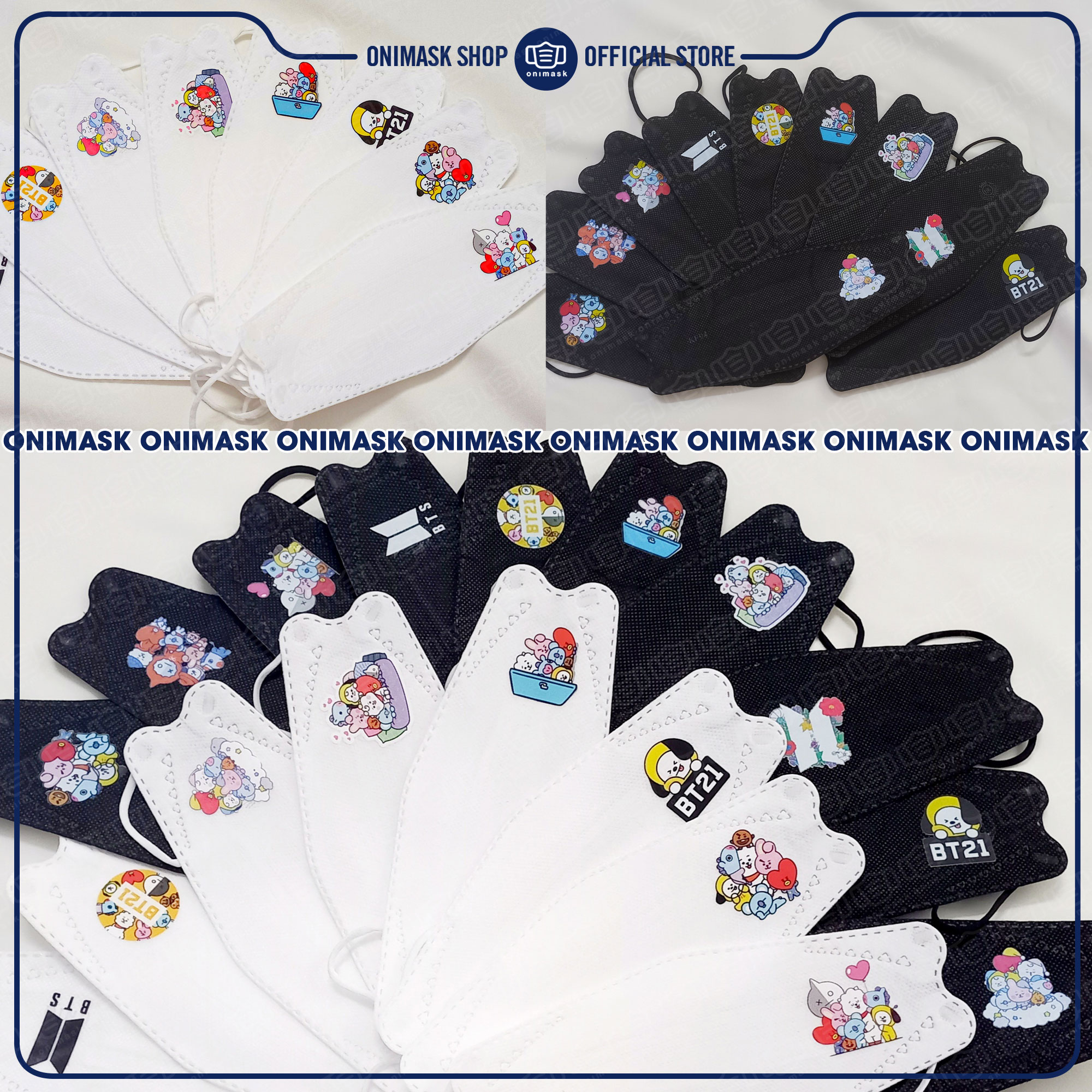 Khẩu trang KF94 BTS BT21 KPOP (10 cái)