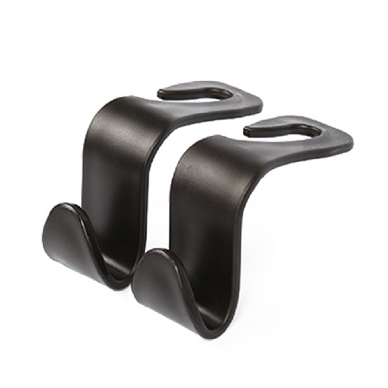 2 pcs Universal Seat Back Hooks Hangers for Car Organizer Universal Headrest Mount Storage Hooks House Storage Simple Styling(Black)