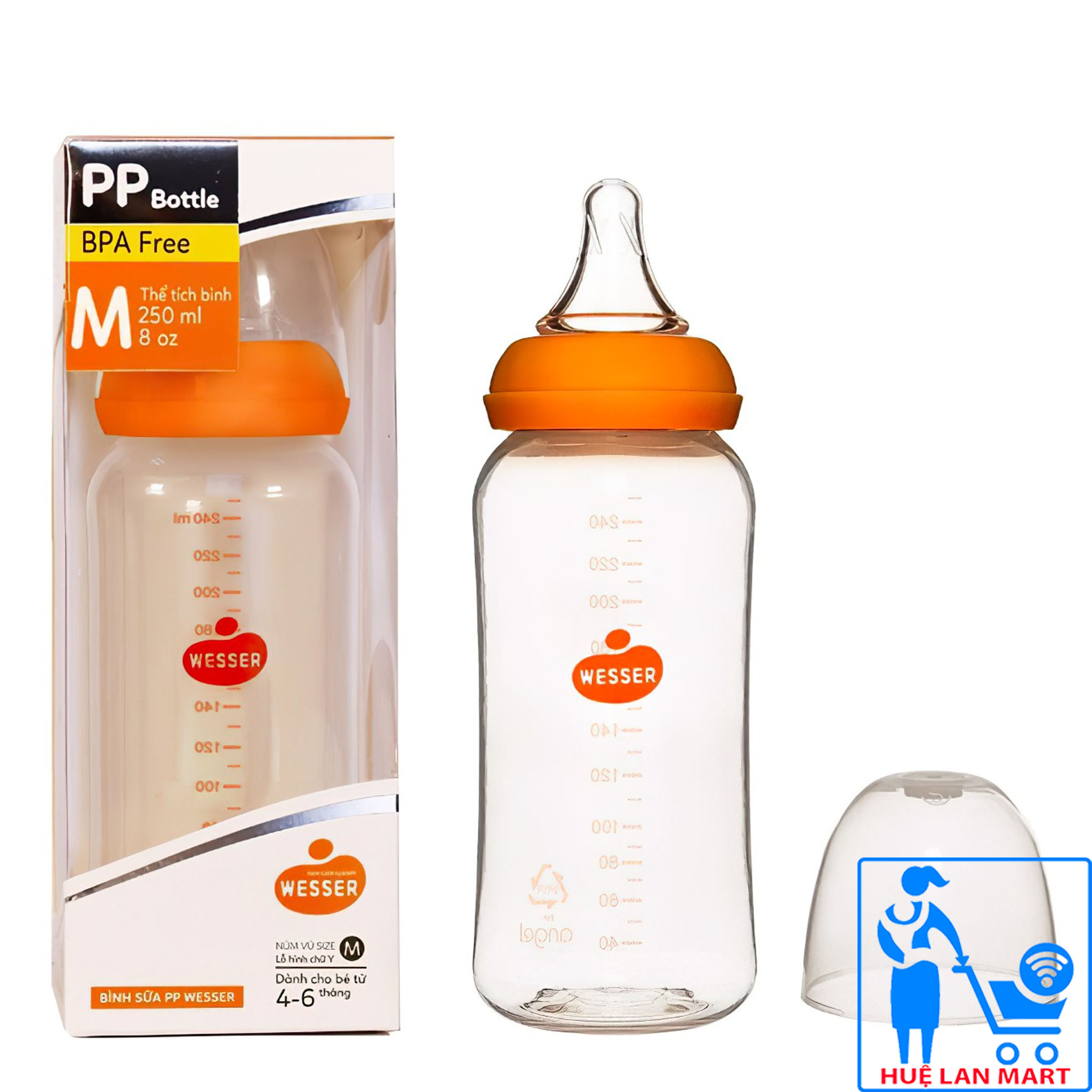 Bình Sữa PP Wesser Cổ Nhỏ 60/140/250ml