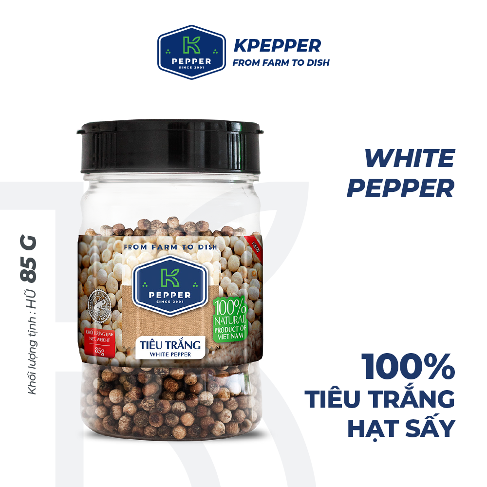 Tiêu trắng hạt hũ 85gr - K Pepper 1 Hũ