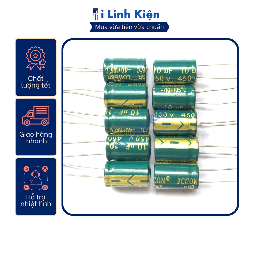 Tụ hóa 10uf 450v chất lượng tốt combo 10 con.