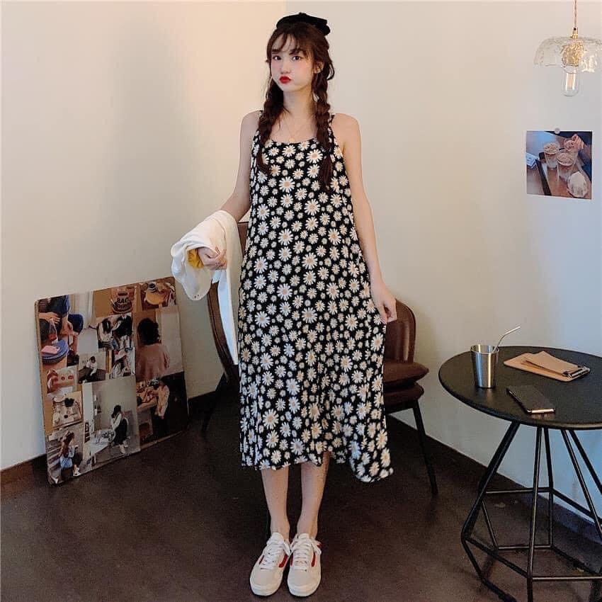 Váy hoa 2 dây dáng dài