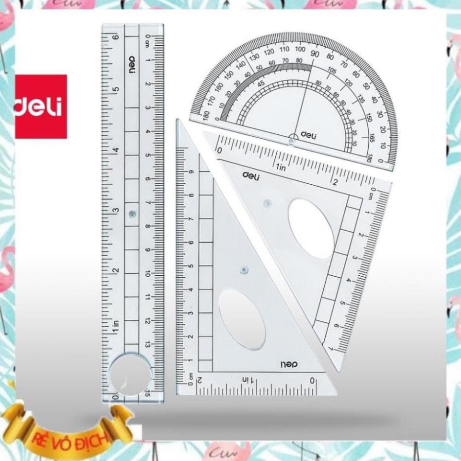 [Hàng chính hãng] Bộ dụng cụ học sinh Deli 4 dụng cụ/hộp - E9597