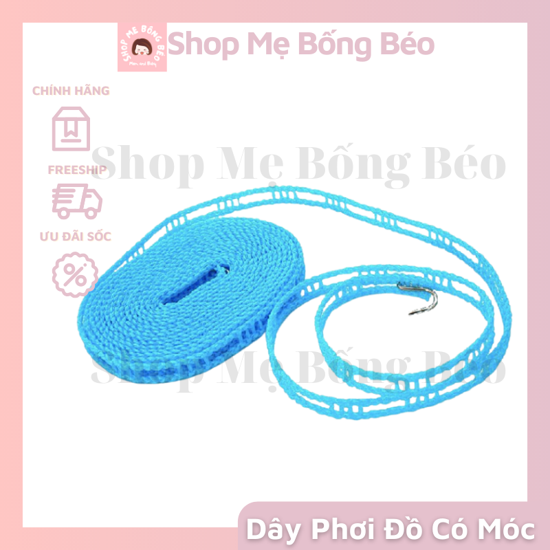 Dây Phơi Quần Áo Đa Năng Dài 5m Không Cần Cặp Sử Dụng Dễ Dàng