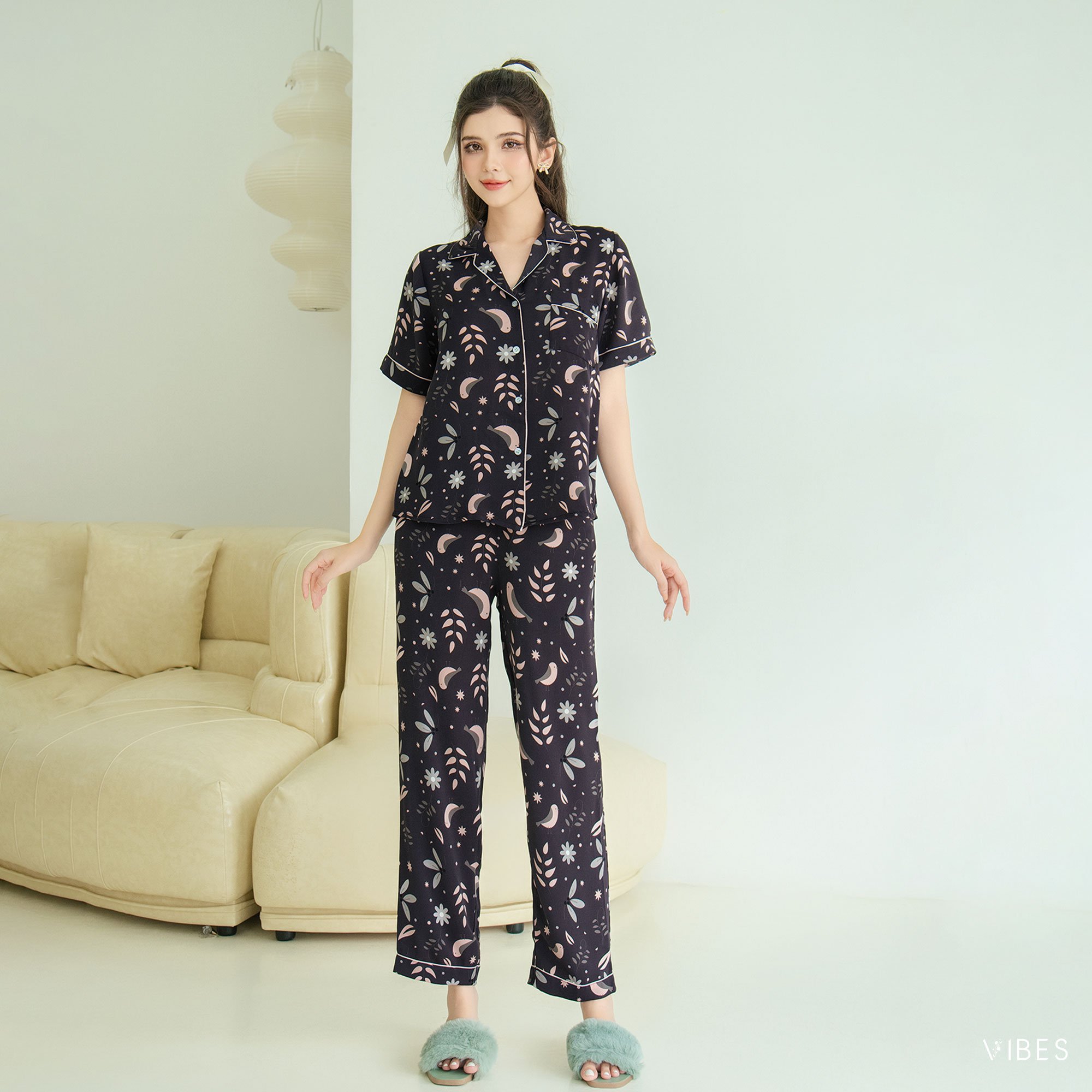 Vibes High-Quality Mango Silk Long Pajama Set Alize X Seava Long Py Set
