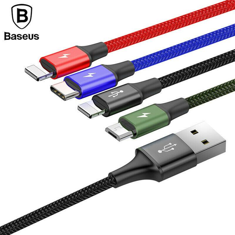 Baesus 4 in 1 Multi USB Charger Charging Cable Cord for iPhone Type C Micro USB
