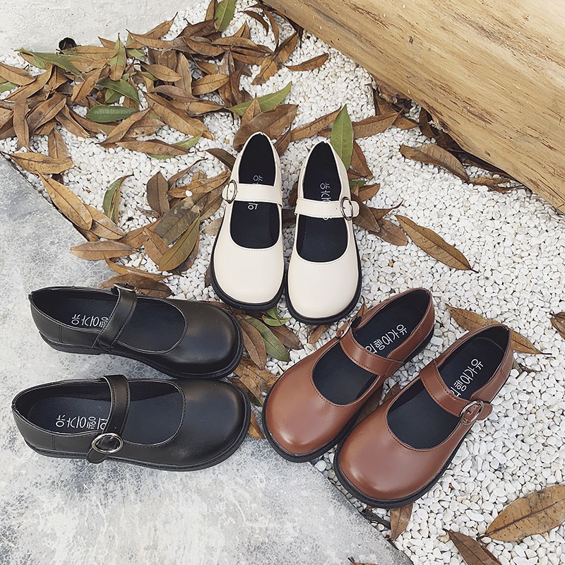 Giày Mary Janes khuy tròn ba màu (form rộng, nên lùi 1 size) rẻ