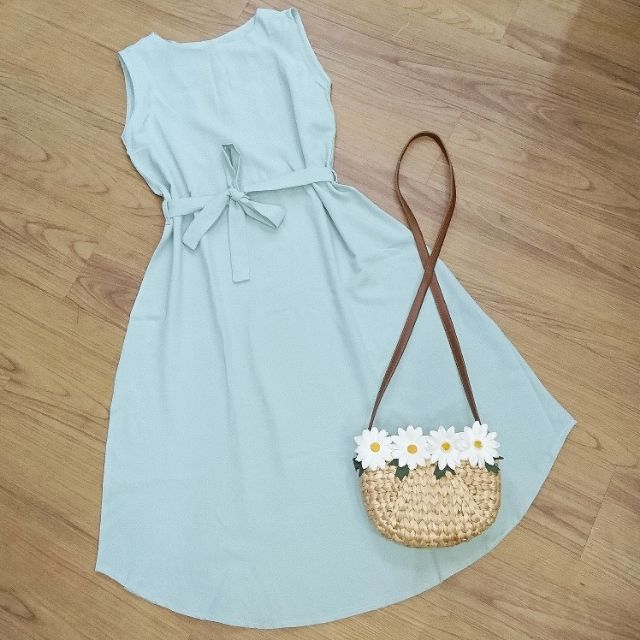 Đầm mint cột eo