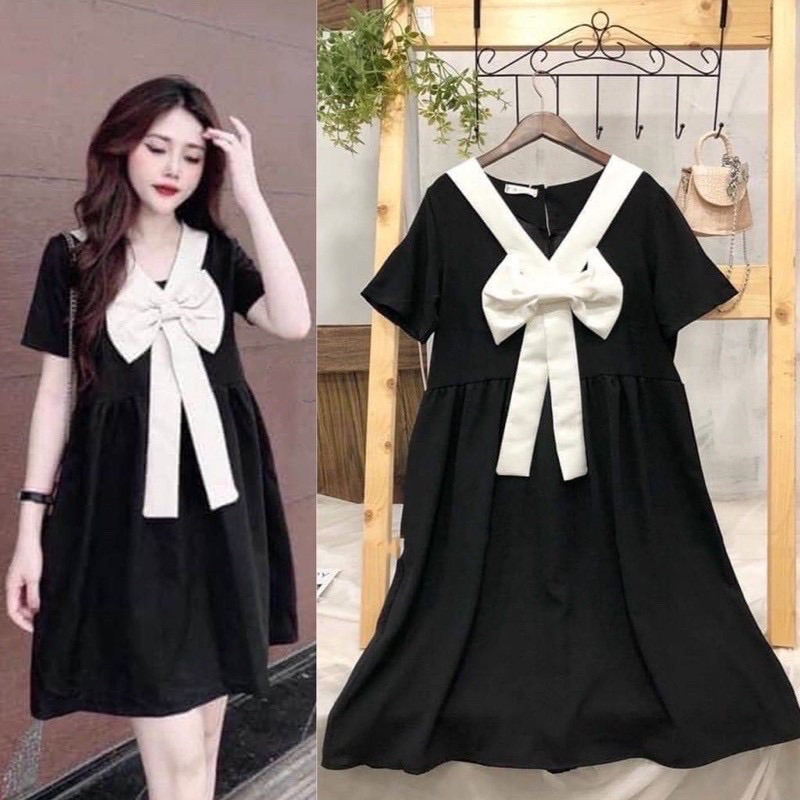 váy bầu công sở-đầm bầu suông kẻ sọc pha chân ren bánh bèo cho bầu-free size 42-68kg