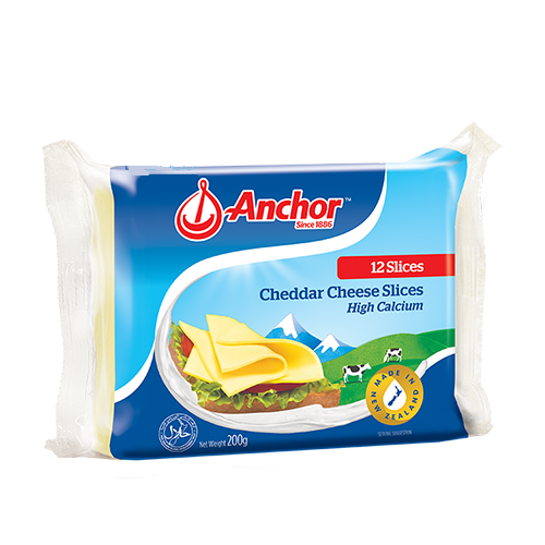 Phomai lát trắng Cheddar hiệu Anchor gói 200g 12 lát