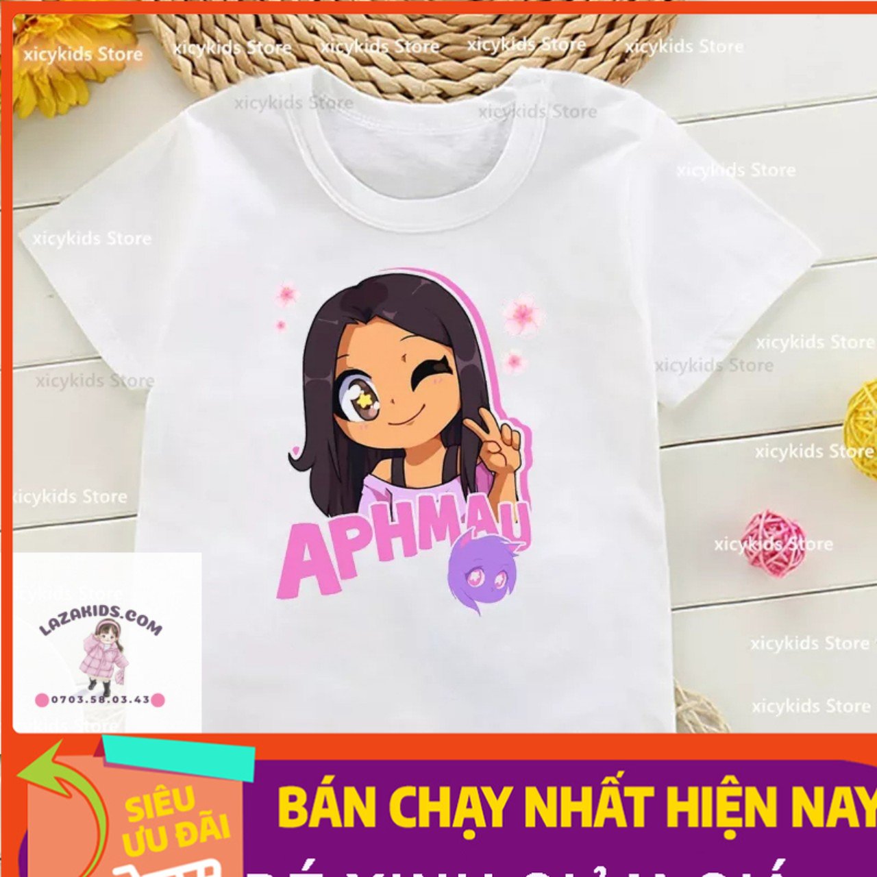 Áo thun BÉ GÁI ĐẠI ngắn tay họa tiết BÉ GÁI FORM DÀI RỘNG THOẢI MÁI thun