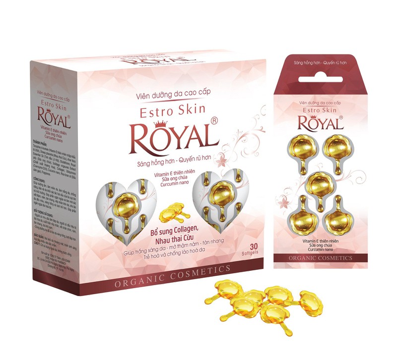 [2 hộp] Viên dưỡng da cao cấp  ESTRO SKIN ROYAL (Hộp 6 vỉ, vỉ 5 viên)