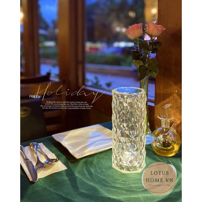 Crystal Table Lamp LED Rose Light Projector 3/16 Colors Touch Adjustable Romantic Diamond Atmosphere Light USB Touch Night Light