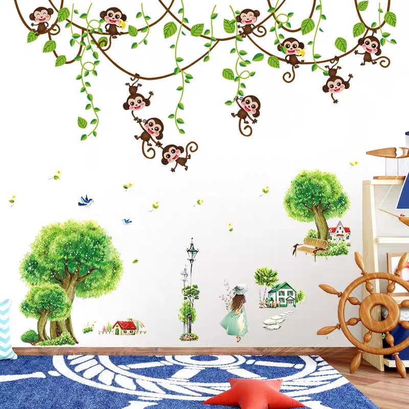 DECAL DÁN TƯỜNG GIÀN KHỈ VÀ KHU VƯỜN MỘNG MƠ