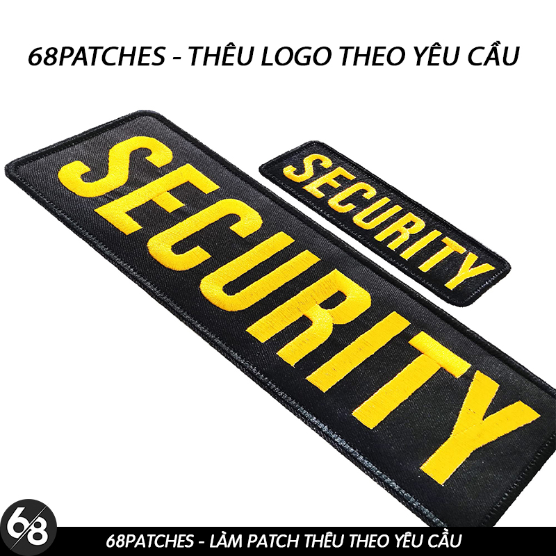 Patch vải ủi nhiệt thêu logo security bảo vệ kích thước lớn D25