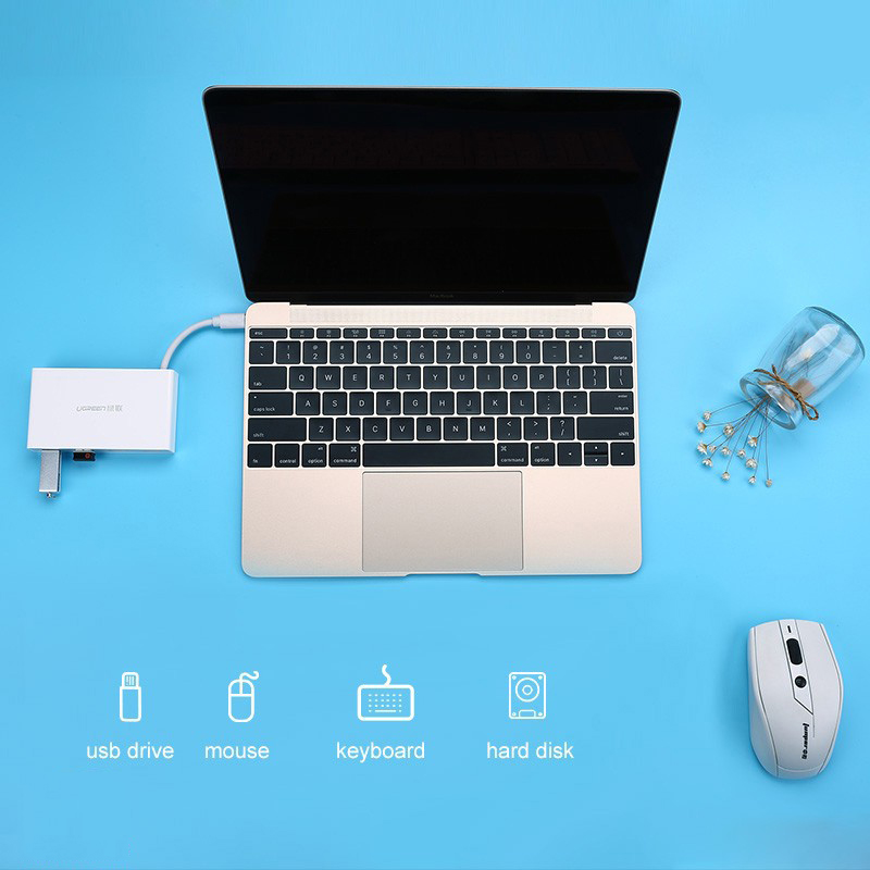 Cáp USB Type-C ra Hub USB 3.0 Ugreen 30278 (Sạc được Macbook)