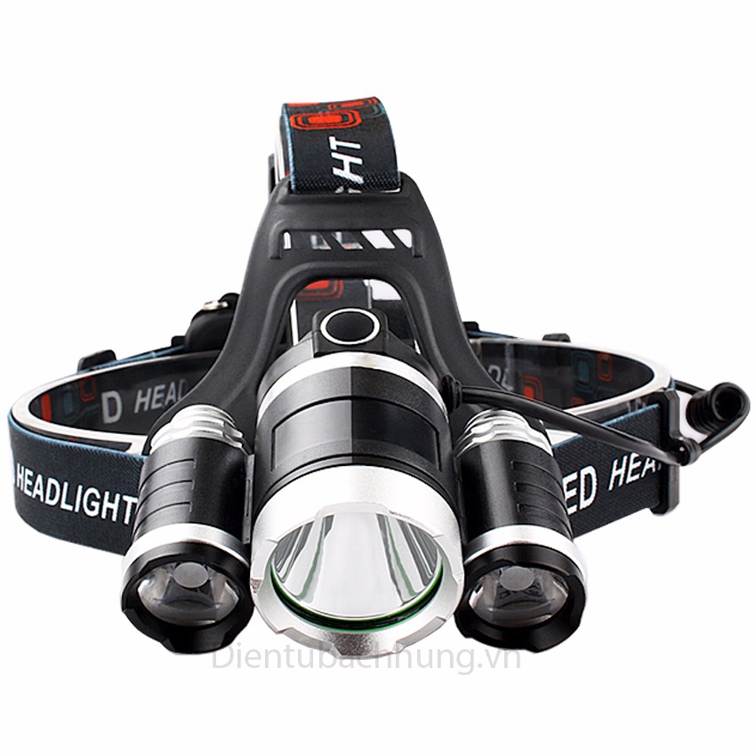 Đèn pin đội đầu 3 bóng t6 - den3bong1ta