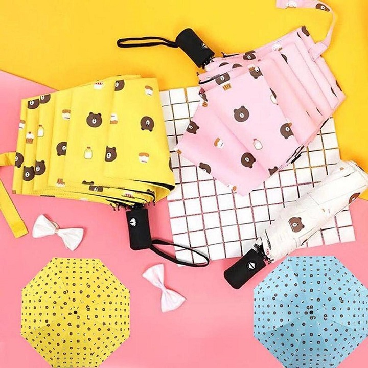 Ô dù che mưa, nắng gấp gọn họa tiết hình gấu siêu dễ thương