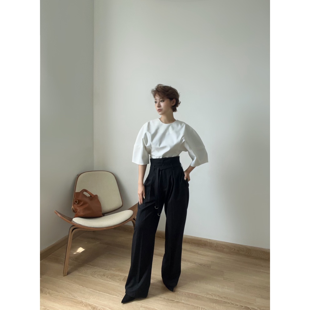 MARE - QUẦN SUÔNG CẠP CAO MÀU ĐEN EDIN TROUSER