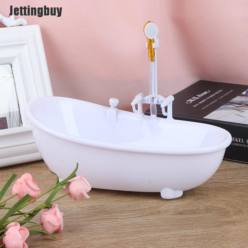 Jettingbuy 1/6 Dollhouse Miniatures Electric Bathtub Furniture Kids Pretend Toy Pink