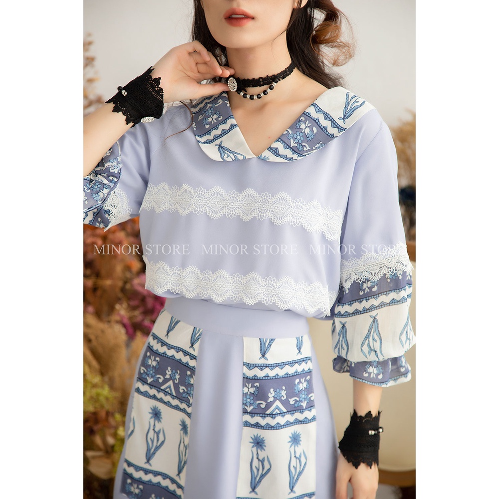 QUẦN VÁY XANH HỌA TIẾT XANH [MINOR KATHERYNE pant]