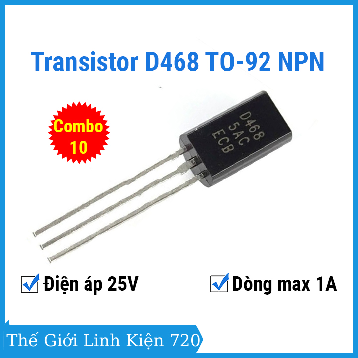 Combo 10 transistor d468 to-92 npn 1a 25v khuếch đại công suất tần số thấp