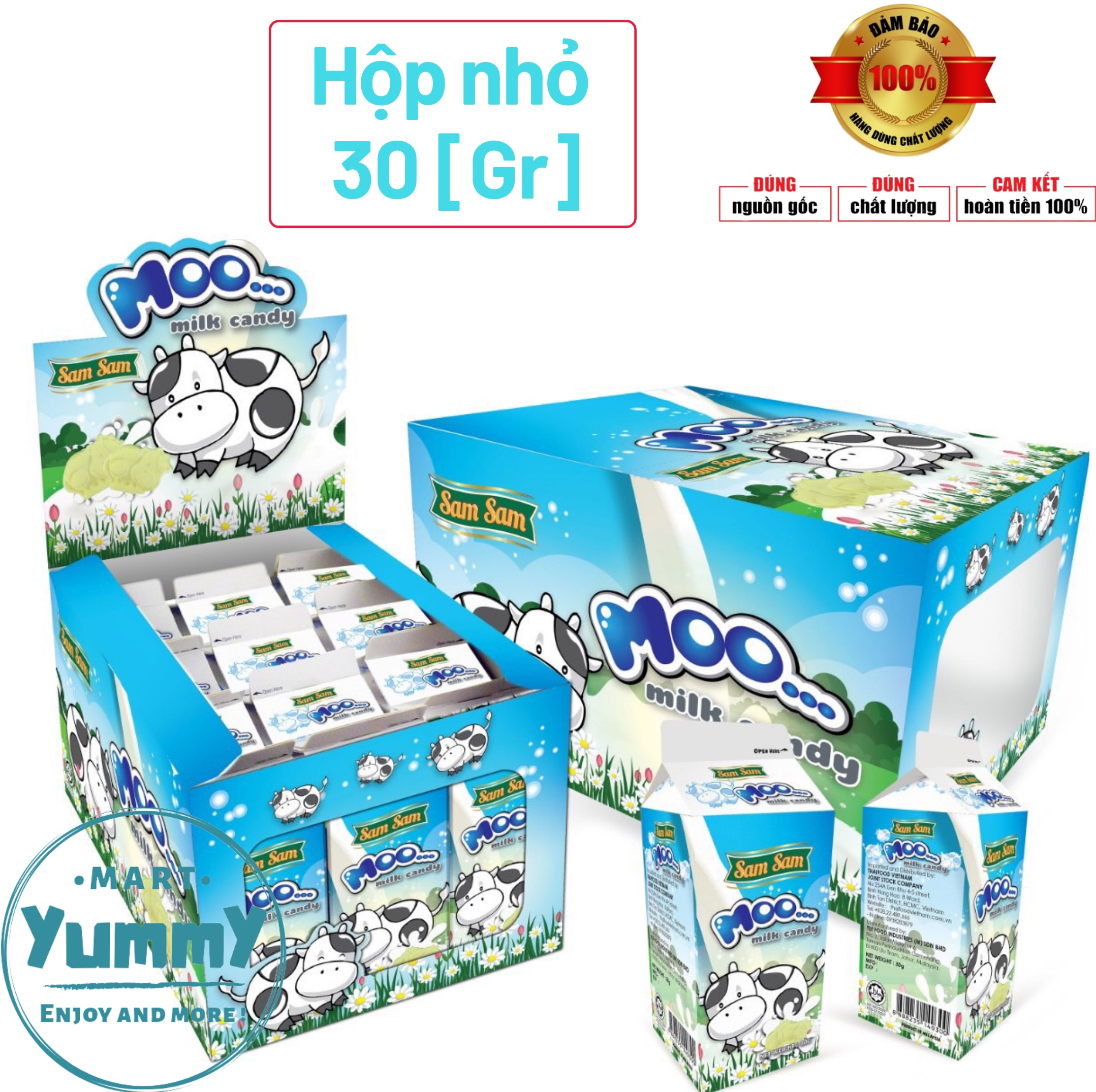 Kẹo Sữa Bò Sam Sam Moo Milk Candy hộp 30 gram - Kẹo sữa bò Sam Sam.