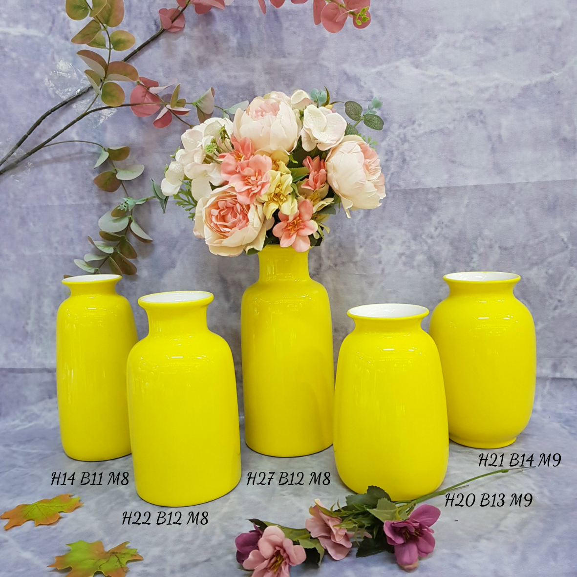 Bình lọ hoa gốm Bát Tràng mầu đỏ xanh vàng
