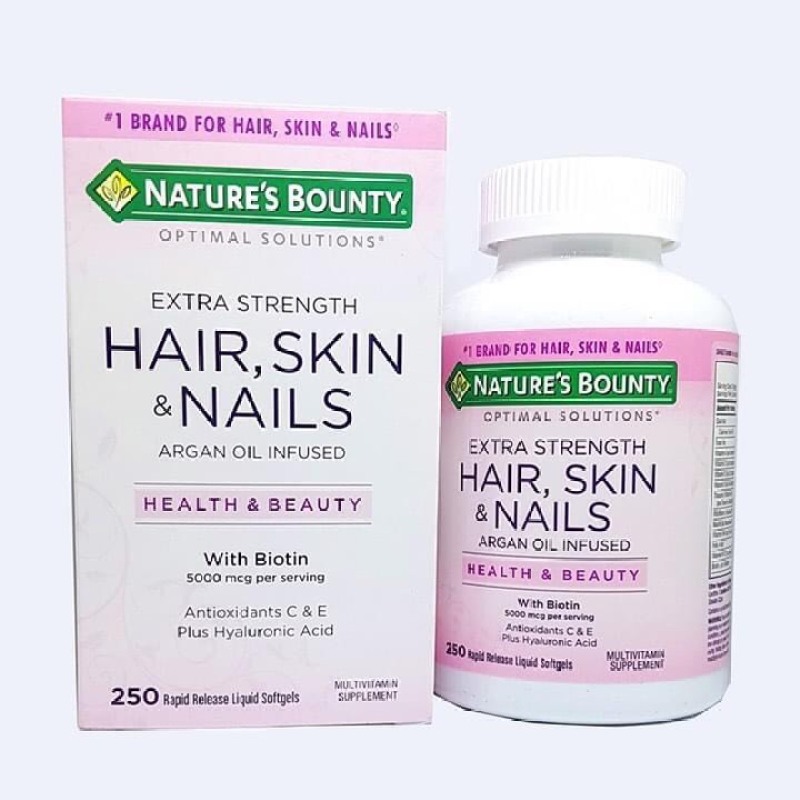 Vitamin Làm Đẹp Da, Tóc, Móng Hair Skin and Nails Natures Bounty 250v của Mỹ