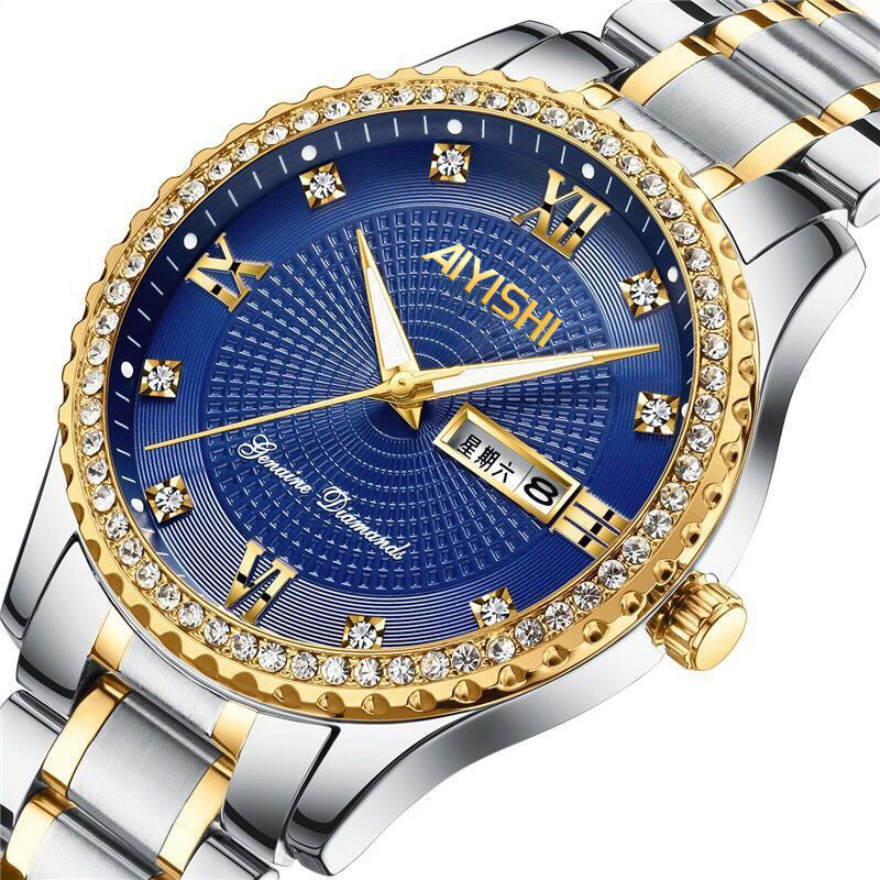 Watch for Men Imported Luminous Waterproof with Calendar Luxury Famous Brand Mens Steel Watch