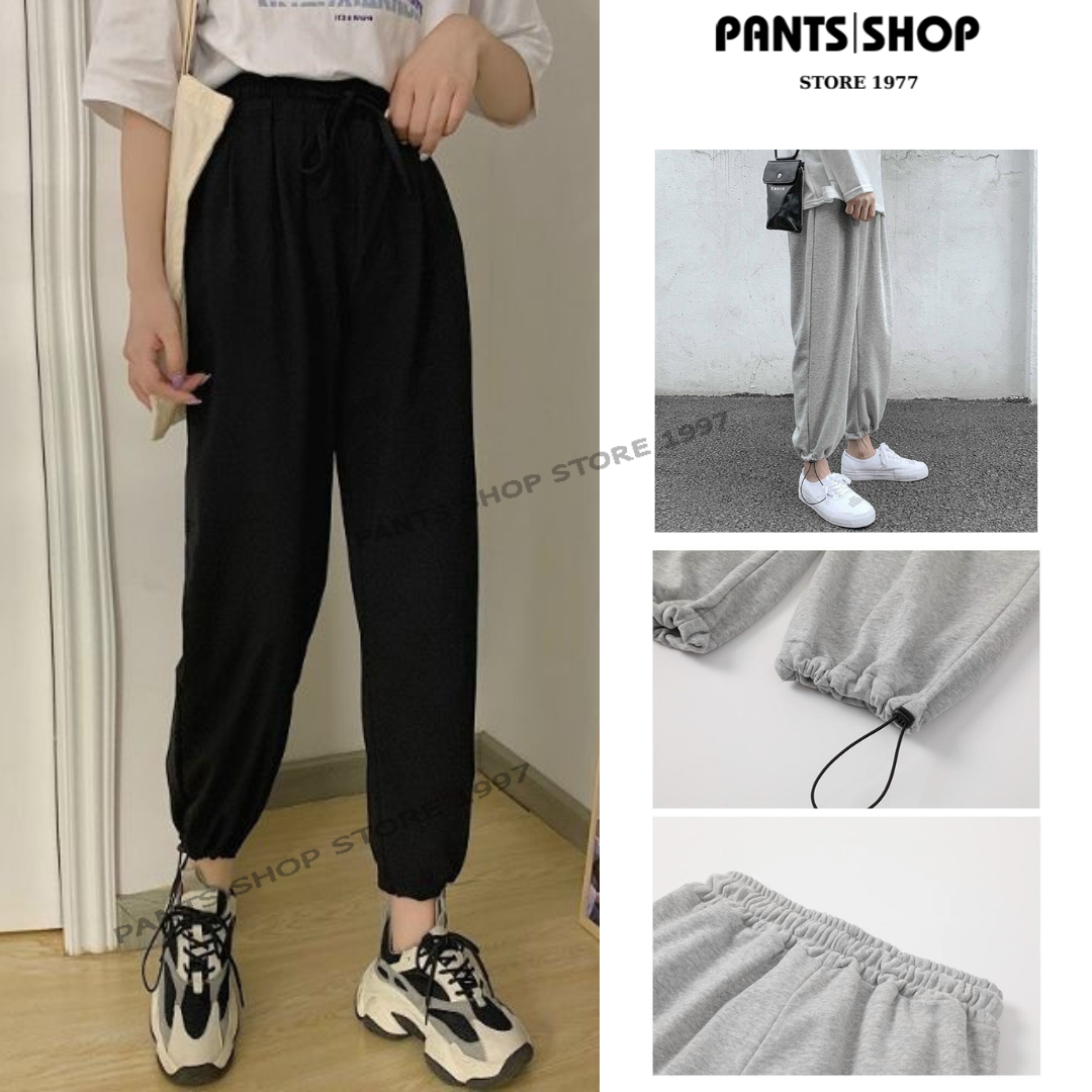 Quần cull nỉ mặc 2 kiểu bo chân dây rút - quần nỉ bo dây rút - pants shop 01