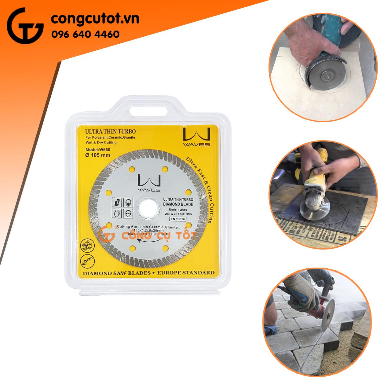 Lưỡi cắt - Đá cắt gạch, gốm sứ, cắt đá... siêu mỏng Waves W650-DBK105