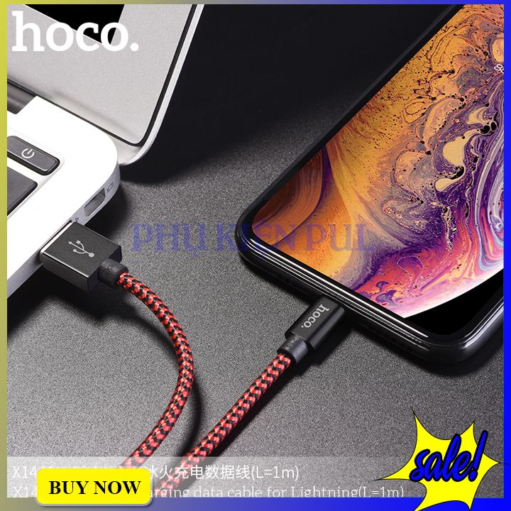 Dây cáp sạc lightning hoco x14 [ dài 2m ] - bảo hành 6 tháng