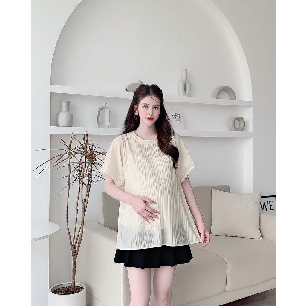 Áo bầu Chất von dập ly mềm mát cộc tay mùa hè