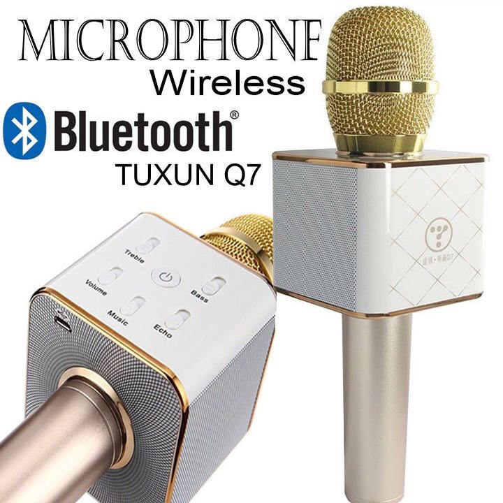 Micro Karaoke Bluetooth Q7 Kiêm Loa Nghe Nhạc Bluetooth - Mic Hát Karaoke Bluetooth